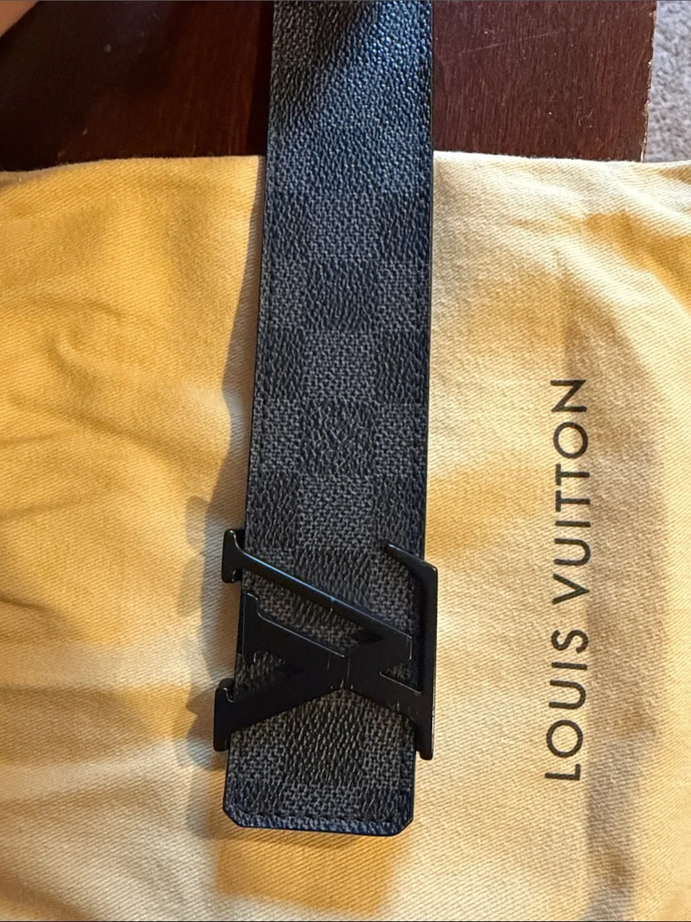 Louis Vuitton Men's Damier Graphite Black/Gray LV Initiales Belt